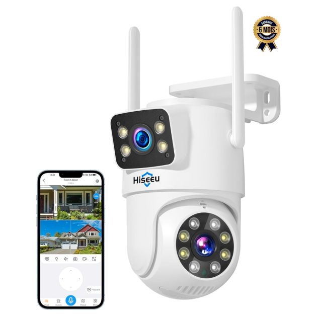 Caméra Hiseeu WS03 Double Objectif - WiFi 5G/2.4G - PTZ Extérieure IP65 - Vision Nocturne 18 m