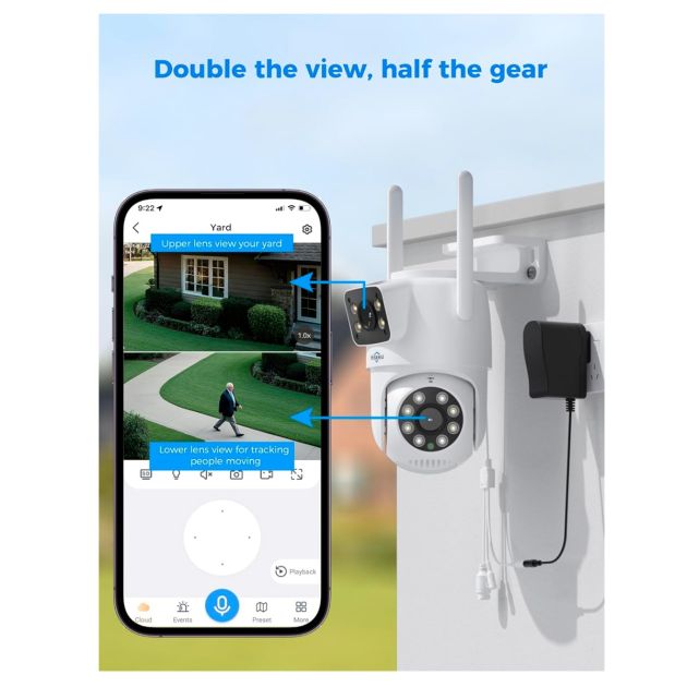 Miniature 2 de Caméra Hiseeu WS03 Double Objectif - WiFi 5G/2.4G - PTZ Extérieure IP65 - Vision Nocturne 18 m
