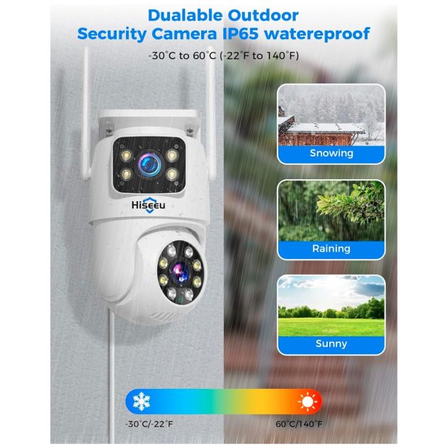 Miniature 5 de Caméra Hiseeu WS03 Double Objectif - WiFi 5G/2.4G - PTZ Extérieure IP65 - Vision Nocturne 18 m