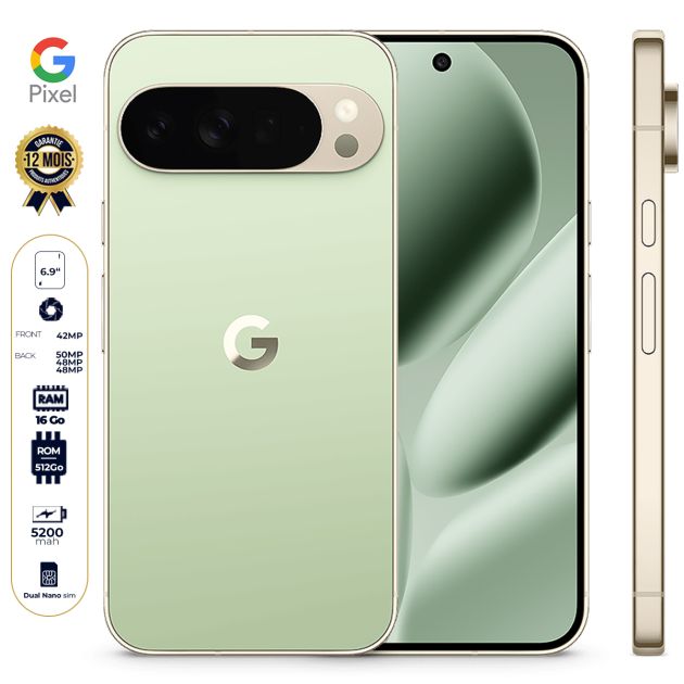 Google Pixel 10 Pro XL – 16Go RAM – 512Go - Écran OLED 6.8" 120Hz – Tensor G5 – Triple caméra 50MP – Batterie 5200mAh – Android 16 – IP68/IP69