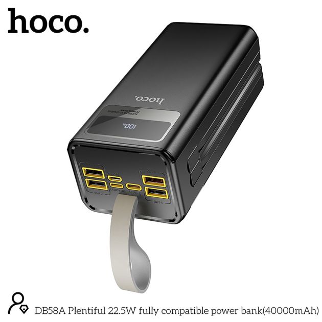 Miniature 2 de Powerbank Hoco DB58A - 40000mAH - 22,5 watts - Cables intégrés - Torche intégrée