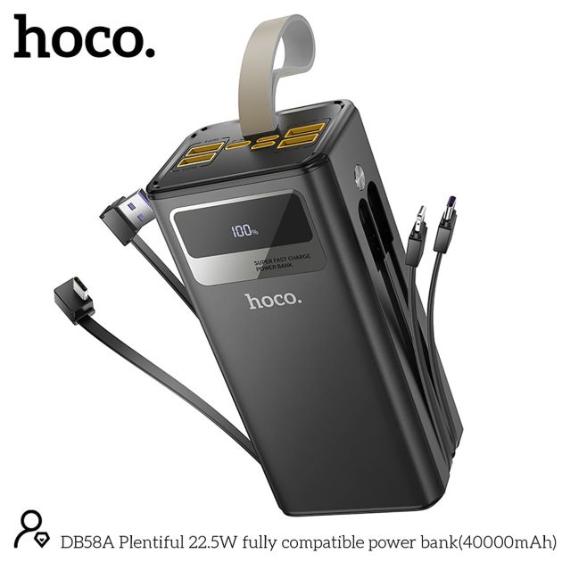 Miniature 3 de Powerbank Hoco DB58A - 40000mAH - 22,5 watts - Cables intégrés - Torche intégrée