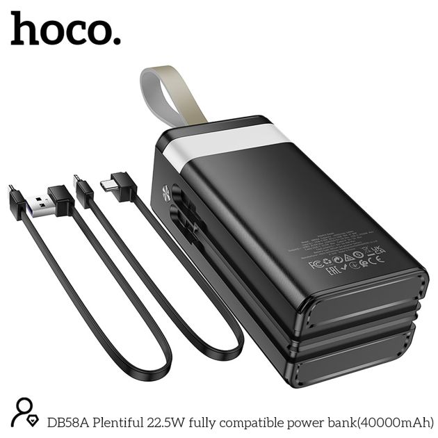 Miniature 4 de Powerbank Hoco DB58A - 40000mAH - 22,5 watts - Cables intégrés - Torche intégrée