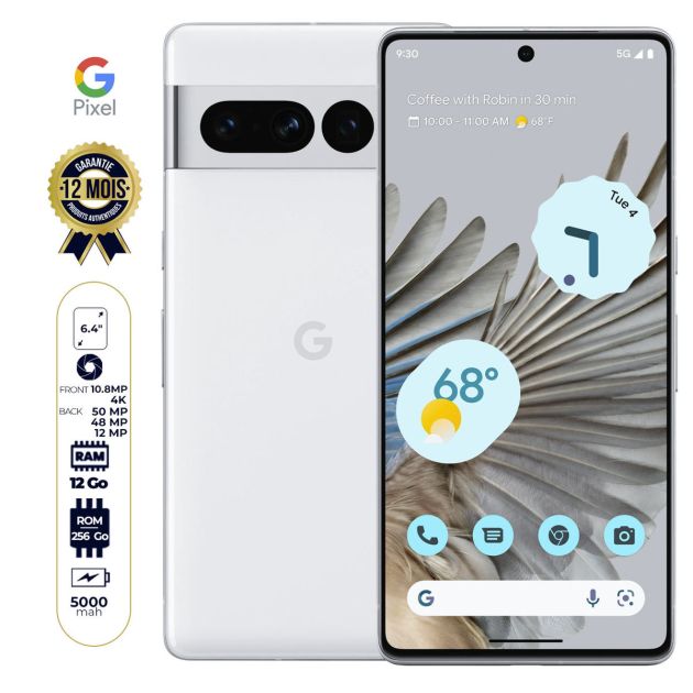 GOOGLE PIXEL 7 PRO 5G - 6.7" - 128Go/12Go - 50MP+48MP+12 4K/10.8MP 4K - Dual sim - 5000mAh